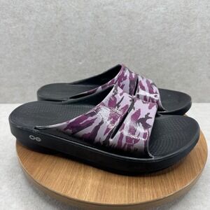 Oofos OOahh Sport Recovery Slides Women 11 Purple Camo Comfort Sandals